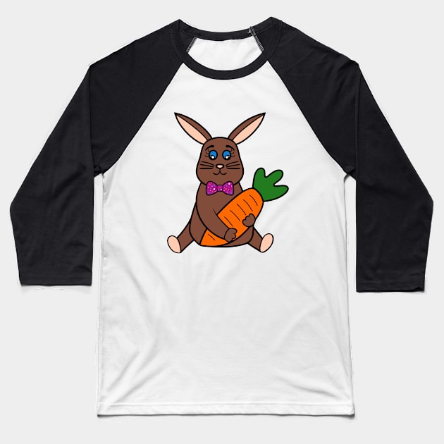 CUTE Easter Bunny Carrot - Easter Bunny Rabbit Painting Baseball T-Shirt by SartorisArt1